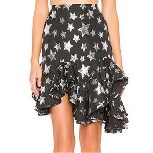 Lovers + Friends Black Silver Start Josie Ruffle Skirt Revolve
